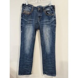 Cowgirl Tuff Cheyenne Women Blue Denim Studded Embellished Jeans W31 L35